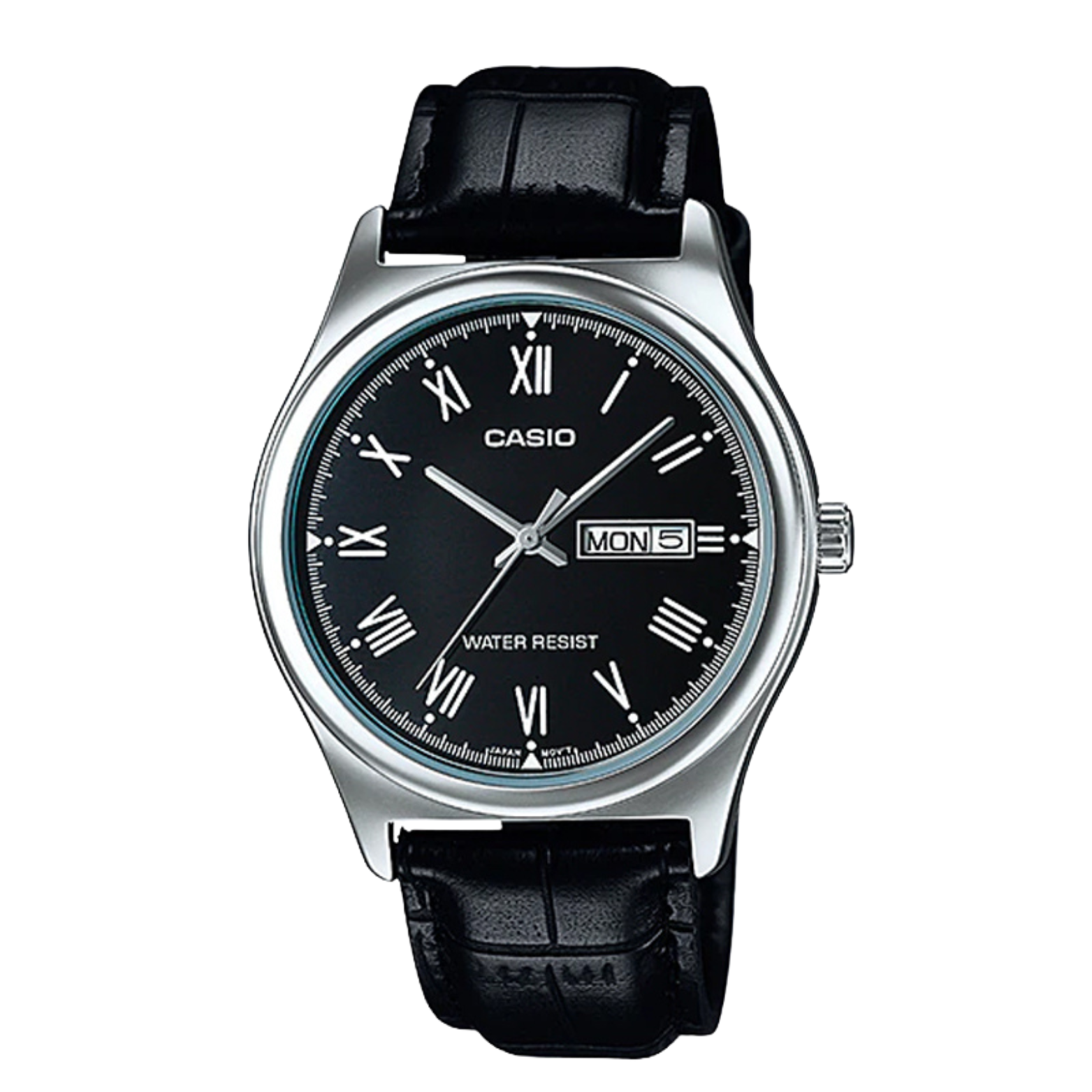 Casio MTP-V006L-1B Roman Black Dial Men’s Leather Watch